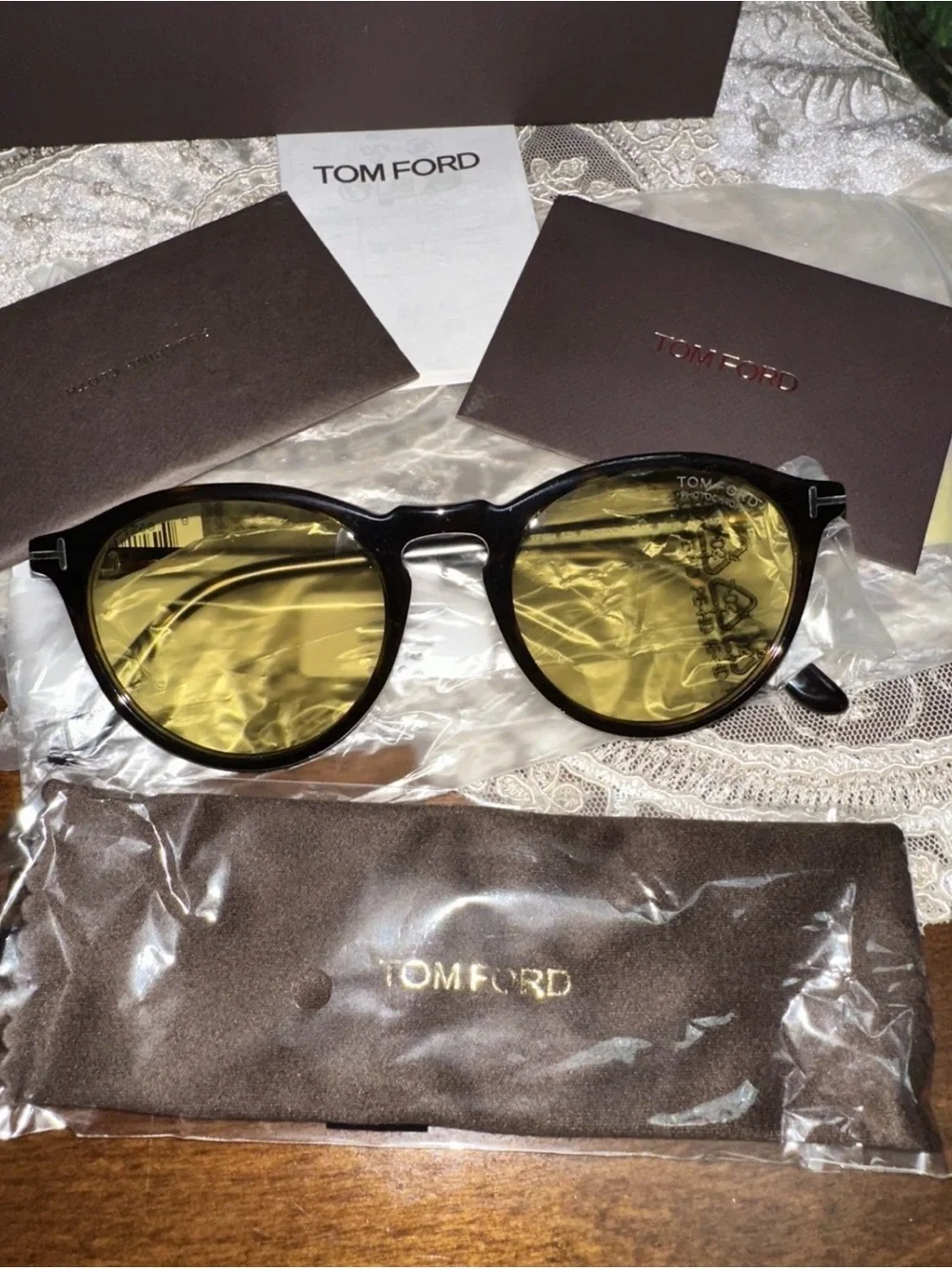 Tom Ford Tortoiseshell Frame Yellow Lens Sunglasses